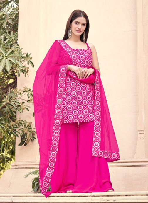 Beautiful Georgette Gota Work Pink Salwar Suit