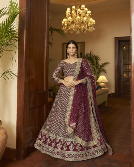 Sequence Work Maroon Crape Lehenga Choli