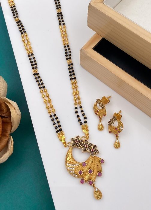 Artificial Stones and Beads Mangalsutra with Diamond Chain