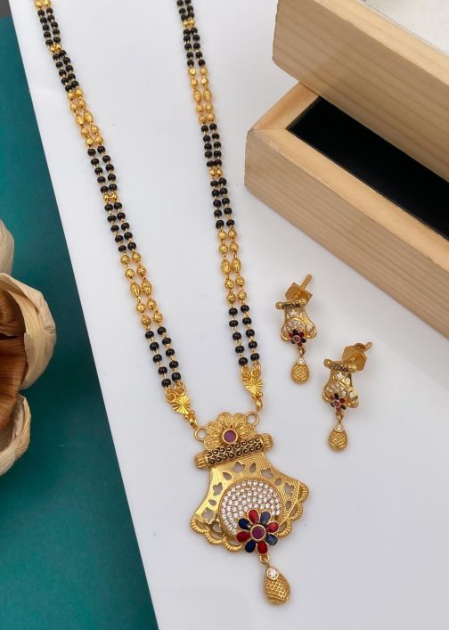 Brass Magnificent Mangalsutra With Diamonds Chain