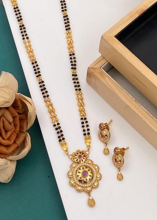 Gold Plated Mangalsutra With Diamond Chain