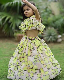 Printed White Lehenga Choli