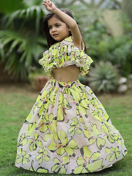 Printed White Lehenga Choli