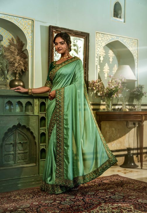Pista Green Saree