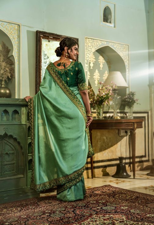 Pista Green Saree