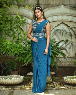 Petrol Color Saree