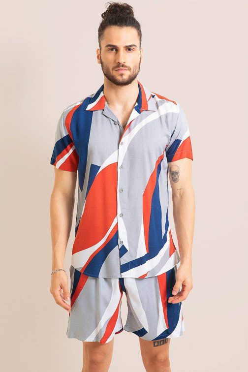 Red and Blue Beach Wear Set