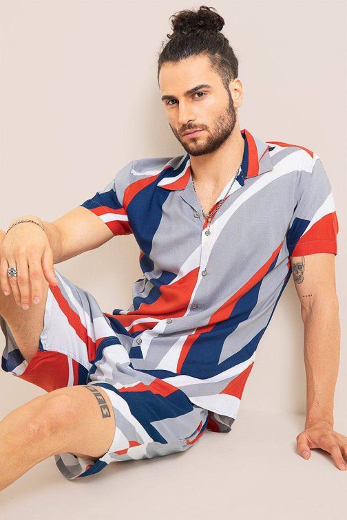 Red and Blue Beach Wear Set