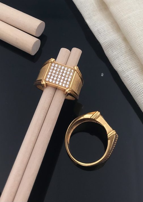 7 Line Square Ring Diamonds For Men