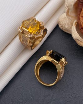 Shashtakon Yellow Stone Ring Diamonds For Men
