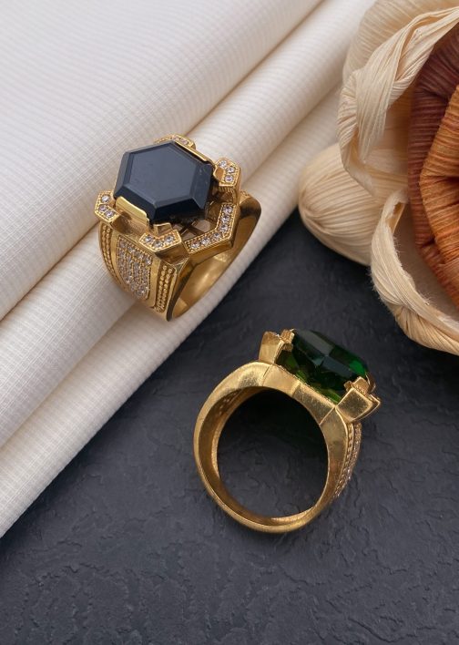 Shashtakon Black Stone Ring Diamonds For Men