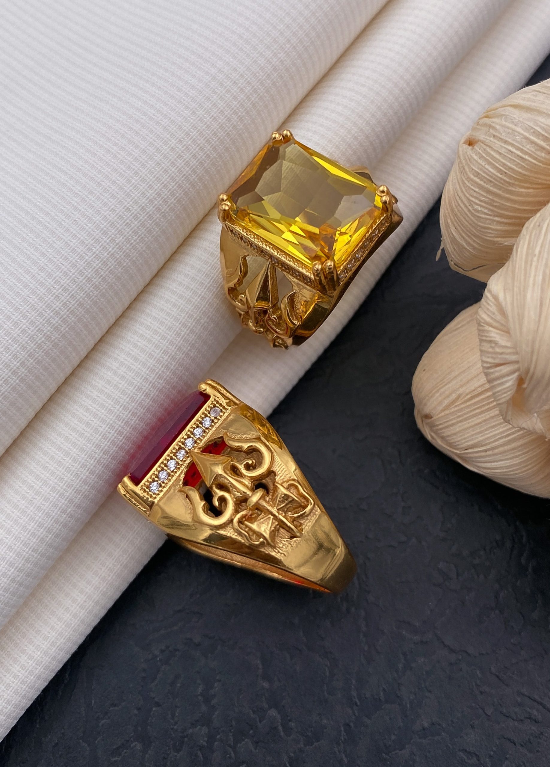 Lord Trishul Yellow Stone Ring Diamonds For Men – Little Wish Fashion  Collection