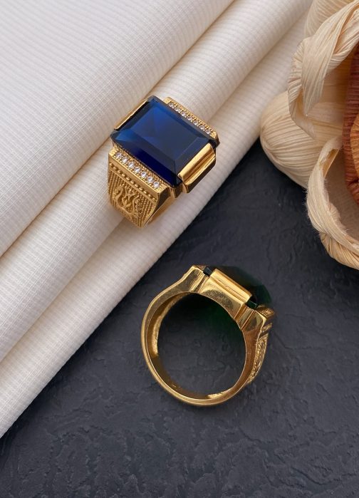 Lord Shiva Blue Stone Ring Diamonds For Men