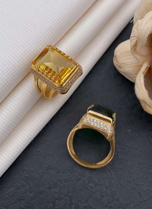 Buget Three Strip Yellow Stone Ring Diamonds For Men