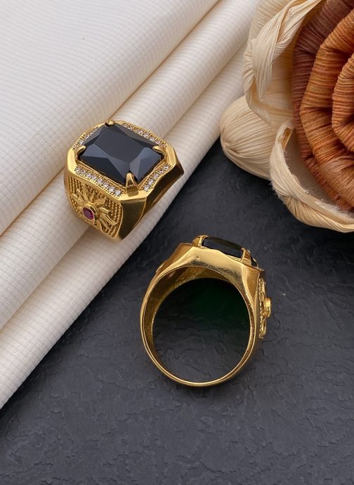 Sun Black Stone Ring Diamonds For Men