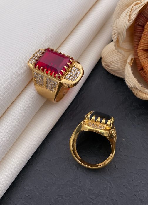 Red Stone Diamond Ring For Men
