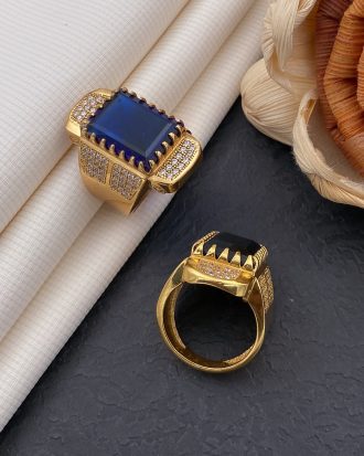 Manufacturer of Mens exclusive blue stone gold fancy ring-mhr48 | Jewelxy -  134748