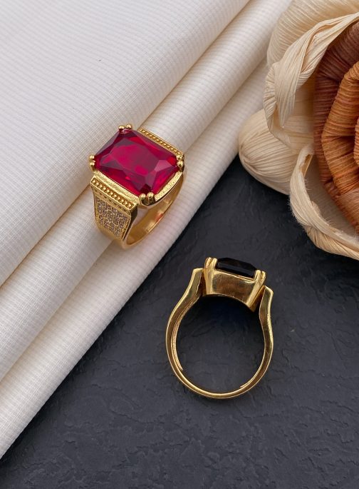 Kollet Red Stone Ring Diamonds For Men