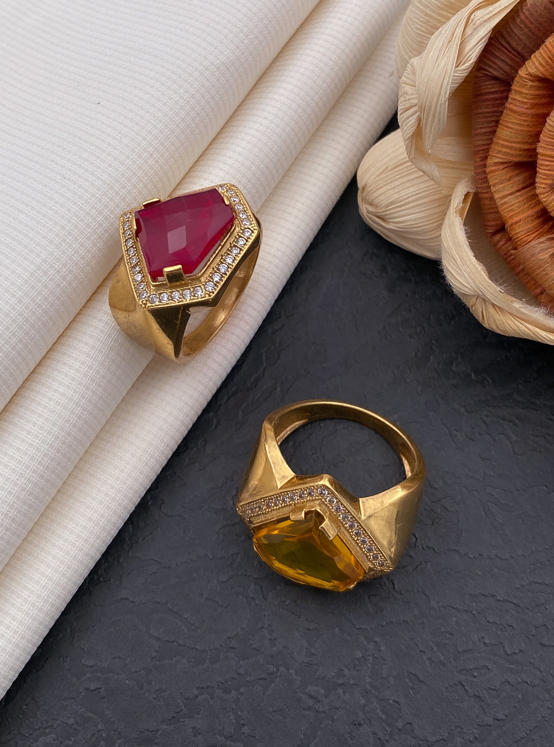 Red aventurine gemstone gold plated 925 silver girls ring supplier