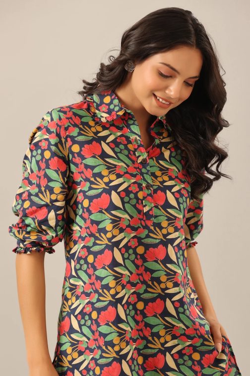 Black Mesmerizing Printed Cotton Kurta and Plazzo Set