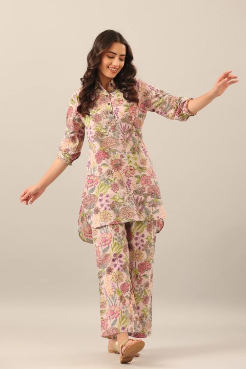 Mesmerizing Floral Printed Cotton Kurta and Plazzo Set