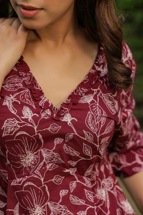 Beautiful Red Muslin Silk Co-ord set