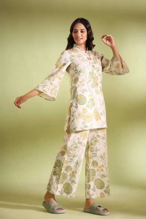 Gorgeous Off White Printed Cotton Top and Plazzo Set