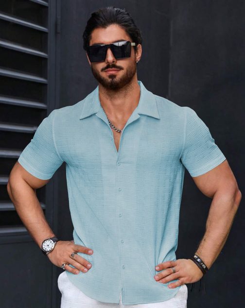 Textured Sky Blue Shirt