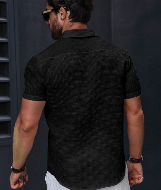 Men's Stylish Casual Textured Black Shirt