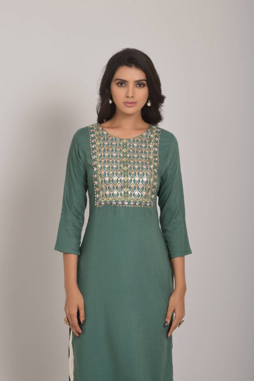 Green emroidary kurti