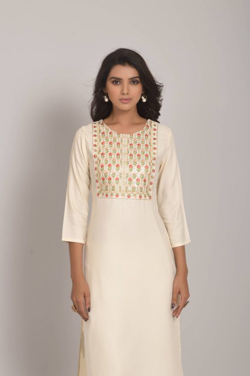 Off white embroidered kurti
