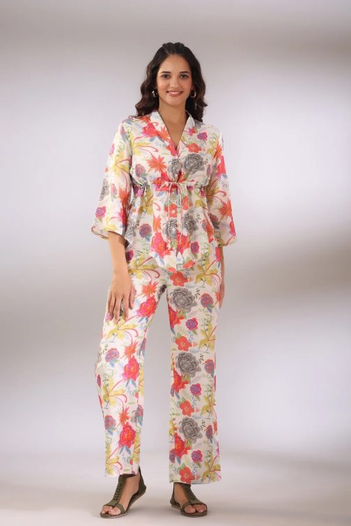 Cotton Printed Off White Co-ord Set