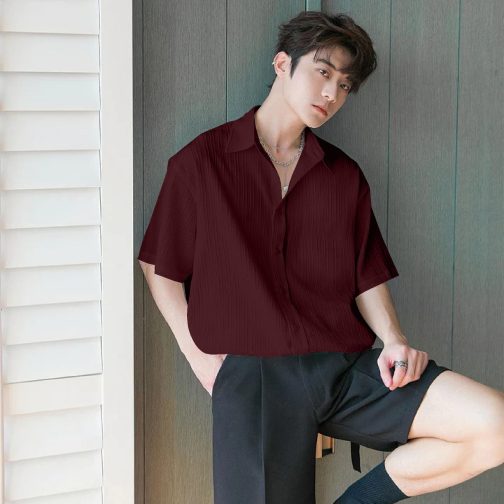 Short Sleeve Maroon Shirt