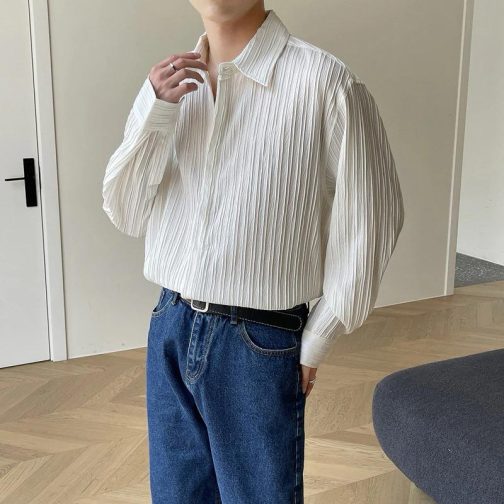 White Spread Collar Short Sleeve Shirt