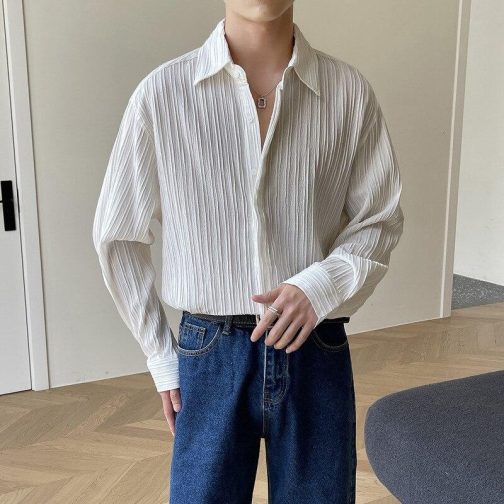 White Spread Collar Short Sleeve Shirt