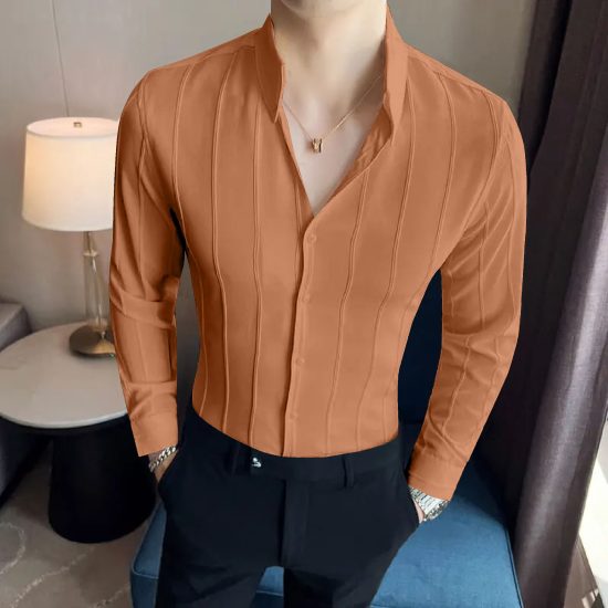 Striped Brown Full Sleeve Shirt