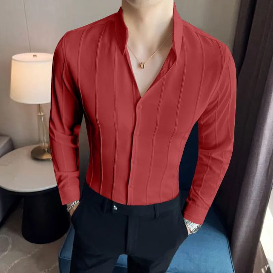 Striped Red Full Sleeve Shirt