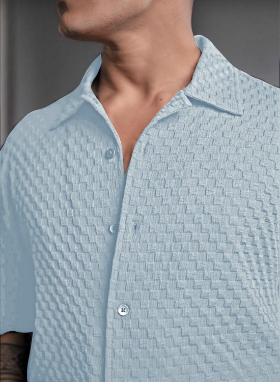 Textured Sky Blue Shirt