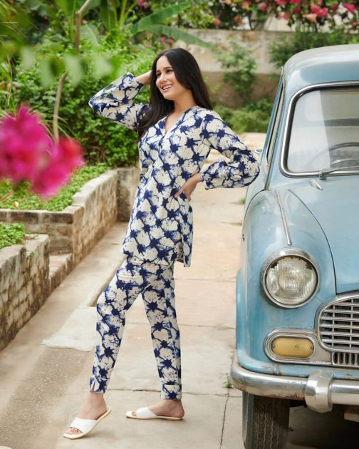Navy Blue Cotton Co-Ord Set