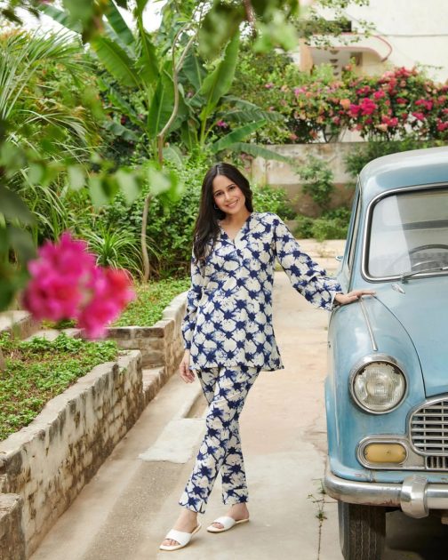 Navy Blue Cotton Co-Ord Set