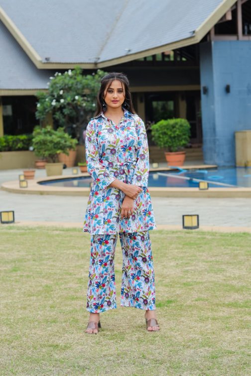 Stylish Cotton Blend Multi Color Beautiful Co-Ord Set
