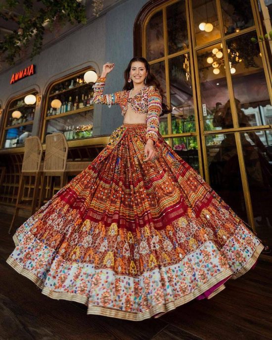 Designer Maroon Silk Lehenga Choli