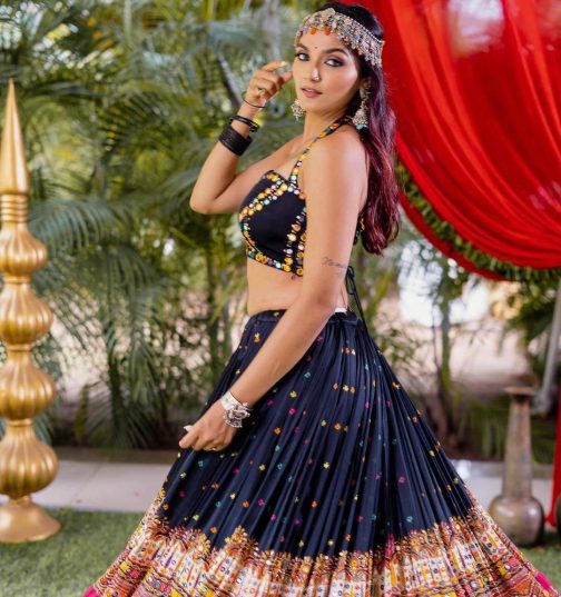 Silk Navy Blue Lehenga Choli