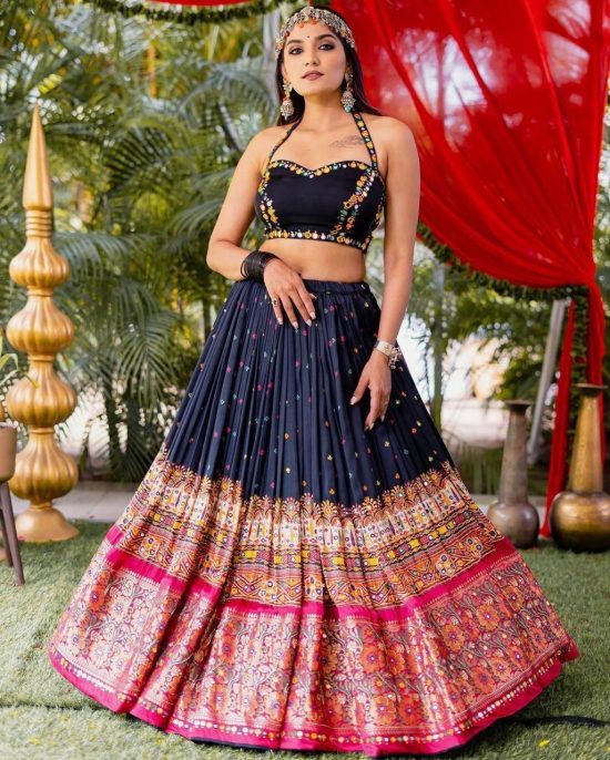 Silk Navy Blue Lehenga Choli