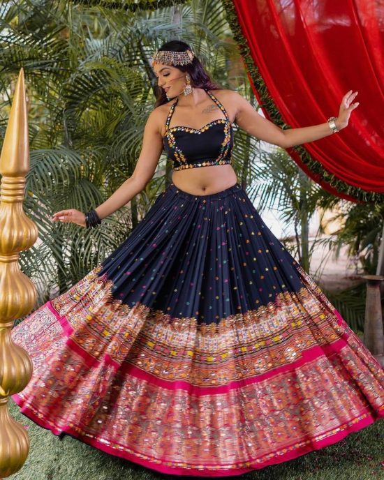 Silk Navy Blue Lehenga Choli