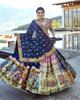 Rich Blue Muslin Cotton Lehenga Choli