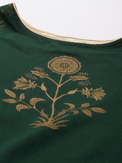 Green Polyester Floral Printed Kurta Set - Image 2