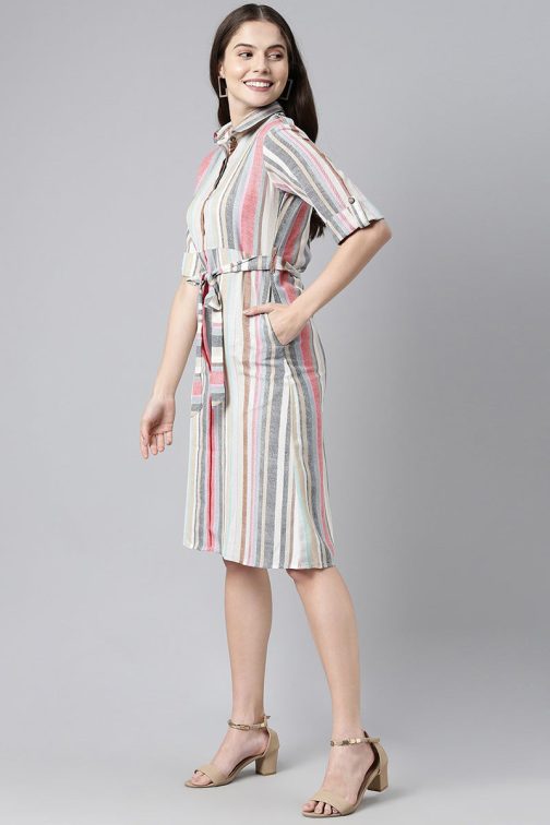 Colorful Multicolor Georgette Straight Midi Dress with a Whimsical and Playful Feel - Image 2