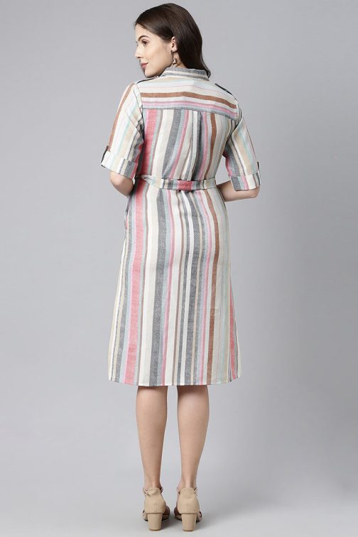 Colorful Multicolor Georgette Straight Midi Dress with a Whimsical and Playful Feel - Image 3