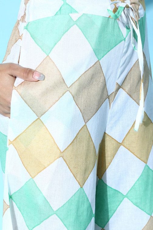 Multi Colour Pure Cotton Geometric Print Kurta Set - Image 4